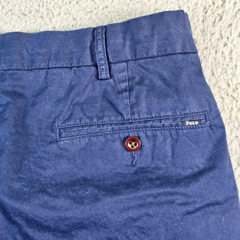 Polo Ralph Lauren Mens 36 Blue Cotton Canvas Chino Shorts 8 Inseam Classic Fit
